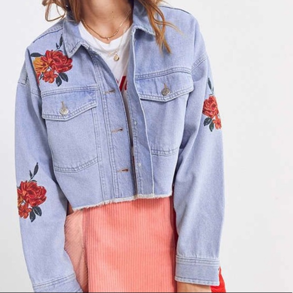 BDG floral embroidered jean jacket